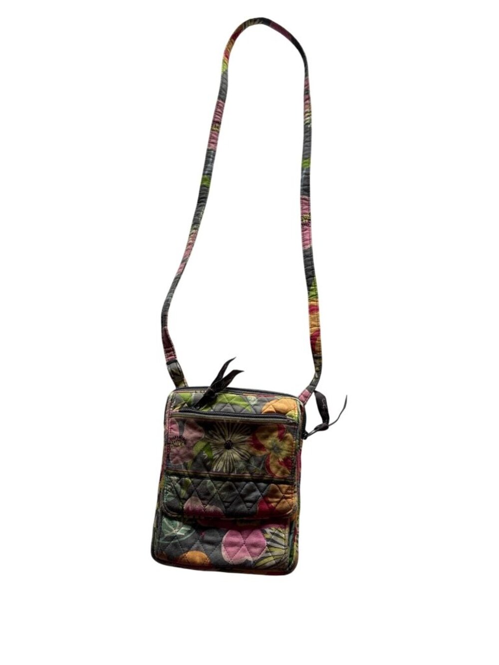 Vera Bradley Quilted Floral Crossbody Bag Adjustable Strap Zipper Front Pocket
